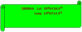 Zwój poziomy: (WGS84)    Lat   50004'18.9"N
                  Long   19053'14.9"E
        
 
